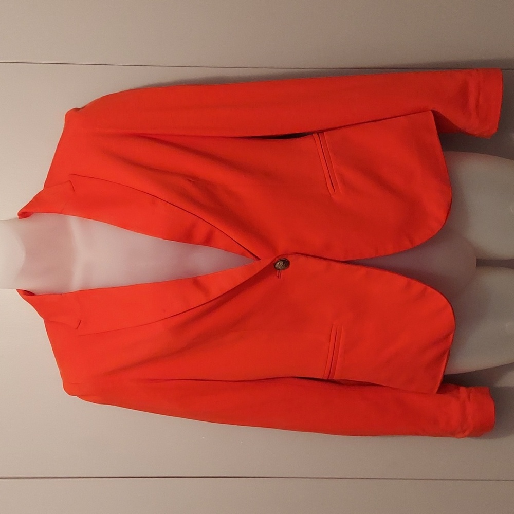 Forever 21 Orange Preppy Lightweight Polyester Blend Blazer Jacket Size Small